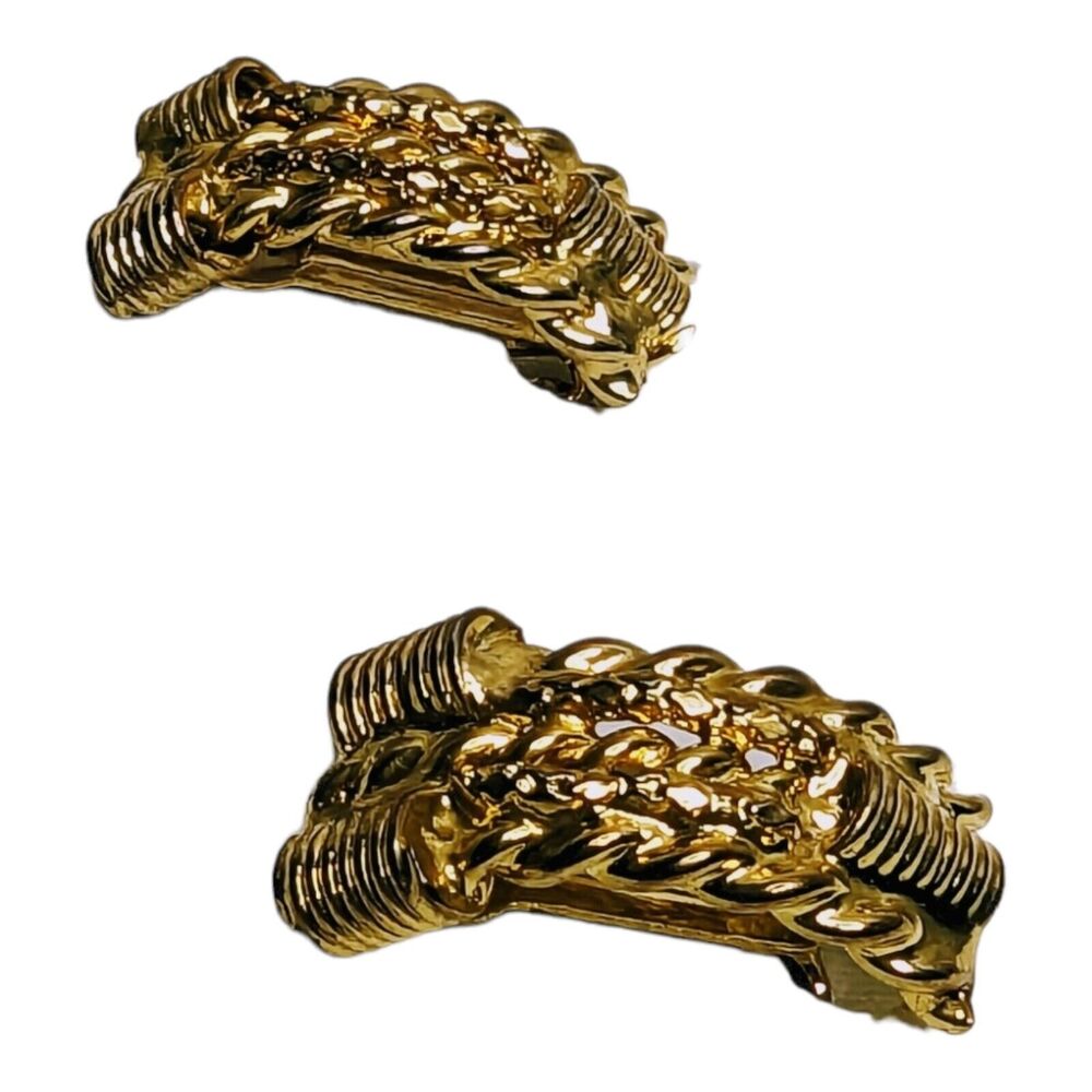Vintage Bella Signora Yellow Gold Tone‎ Metal Clip On Earrings Women's Jewelry - Picture 2 of 3